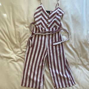 Derek Heart Striped White Red Summer Romper- Size S
